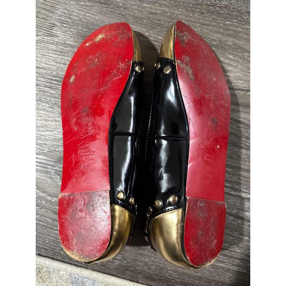 Christian Louboutin Gold and Black Studded Ballet Flats Size 9.5 - Picture 4 of 5